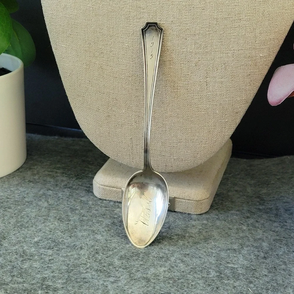 Antique Spaulding Sterling Silver Teaspoon Monogrammed 19g Vintage Flatware 1900